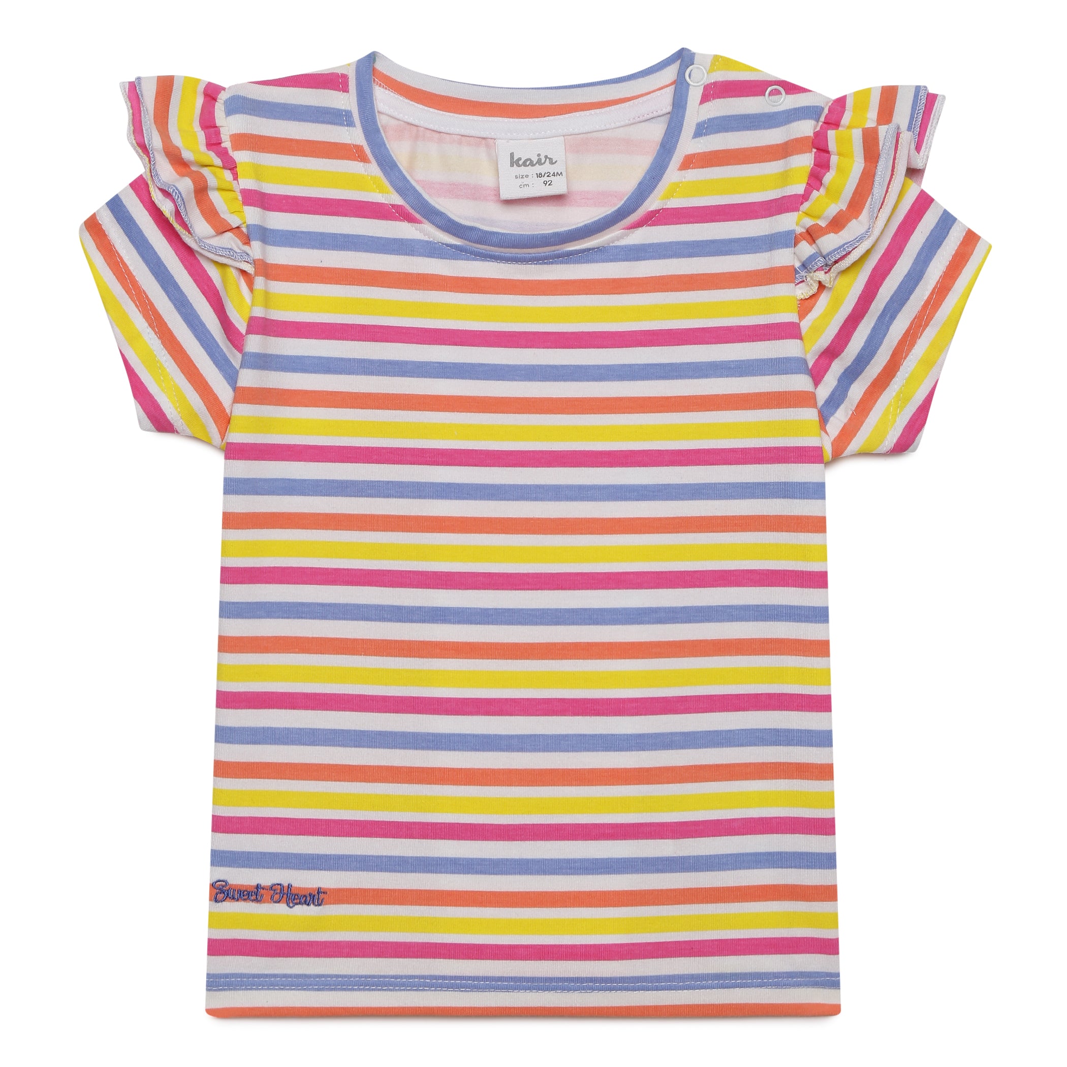 Baby Girls Multi Striped Double Sleeve  Top