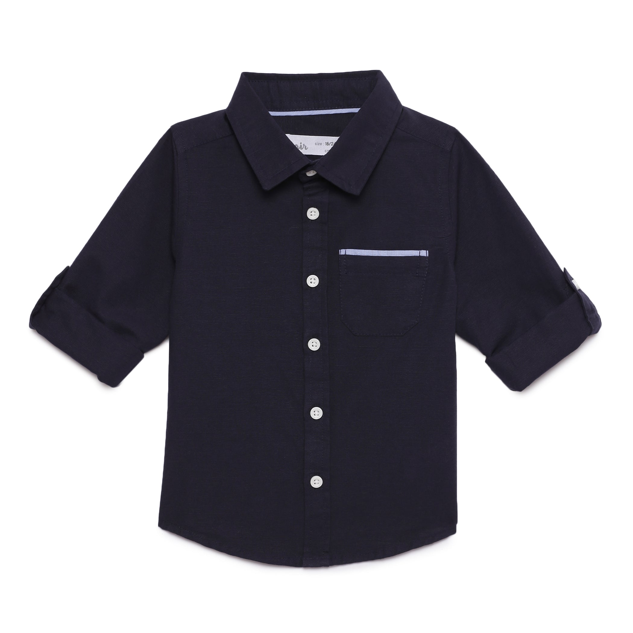 Baby Boys Roll Up Sleeve Solid Shirt