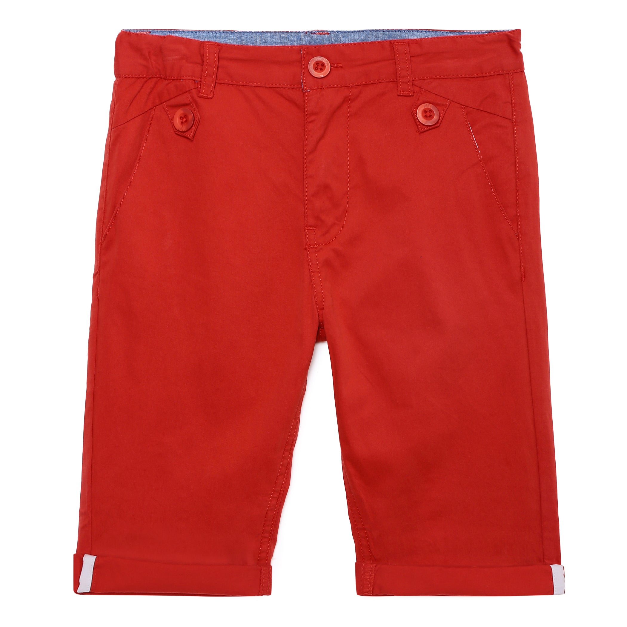 Kid Boys Solid Red Twill Shorts