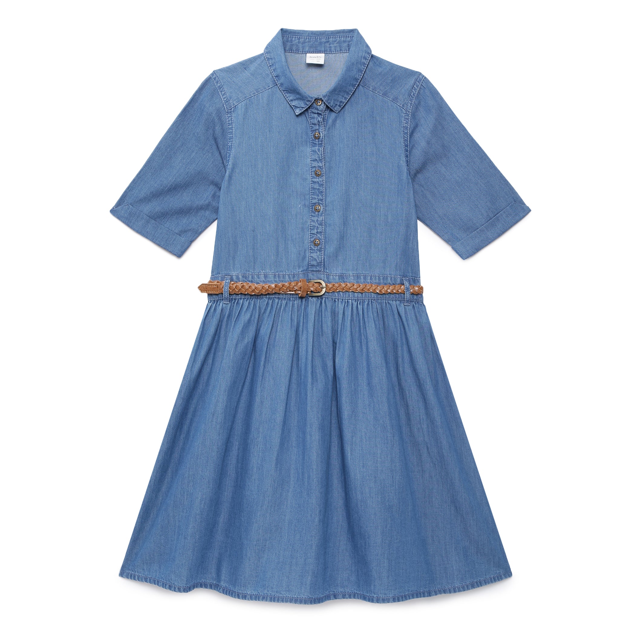 Buy Girls Half Sleeves Denim Dress And Tee Set Embroidered - Blue White  Online at Best Price | Mothercare India
