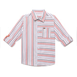Kid Boys Roll Up Sleeve Striped Shirt