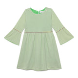 Kid Girls Fluted Sleeve Green Dress