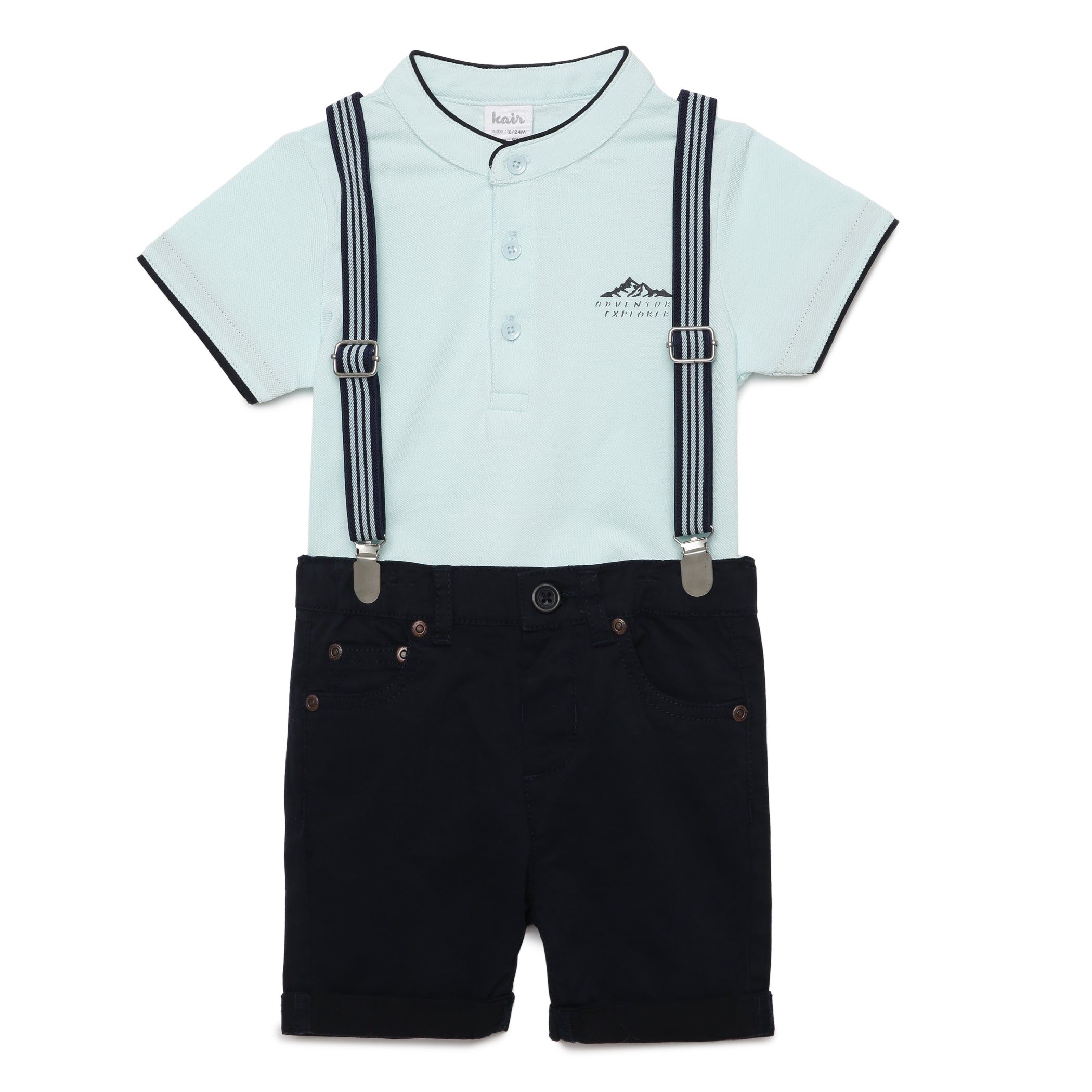 Baby Boys T-Shirt with Shorts & Suspender Belt