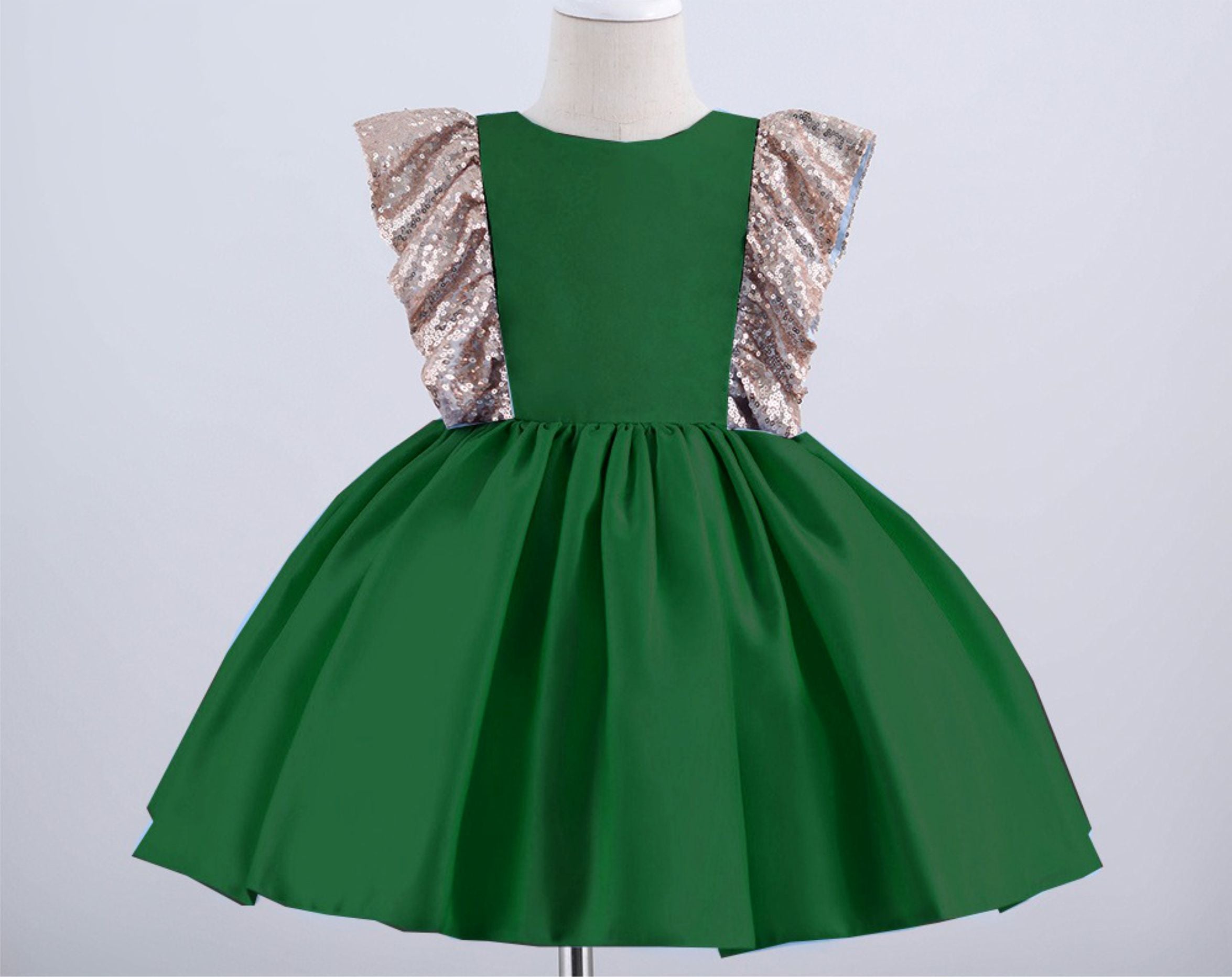 Baby Girls Decorative Green Party Wear Dress