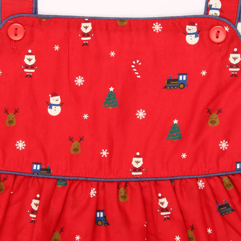 Baby Girls Santa Printed Red Dress