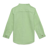 Baby Boys Grandad Collar Roll Up Sleeve Green Shirt