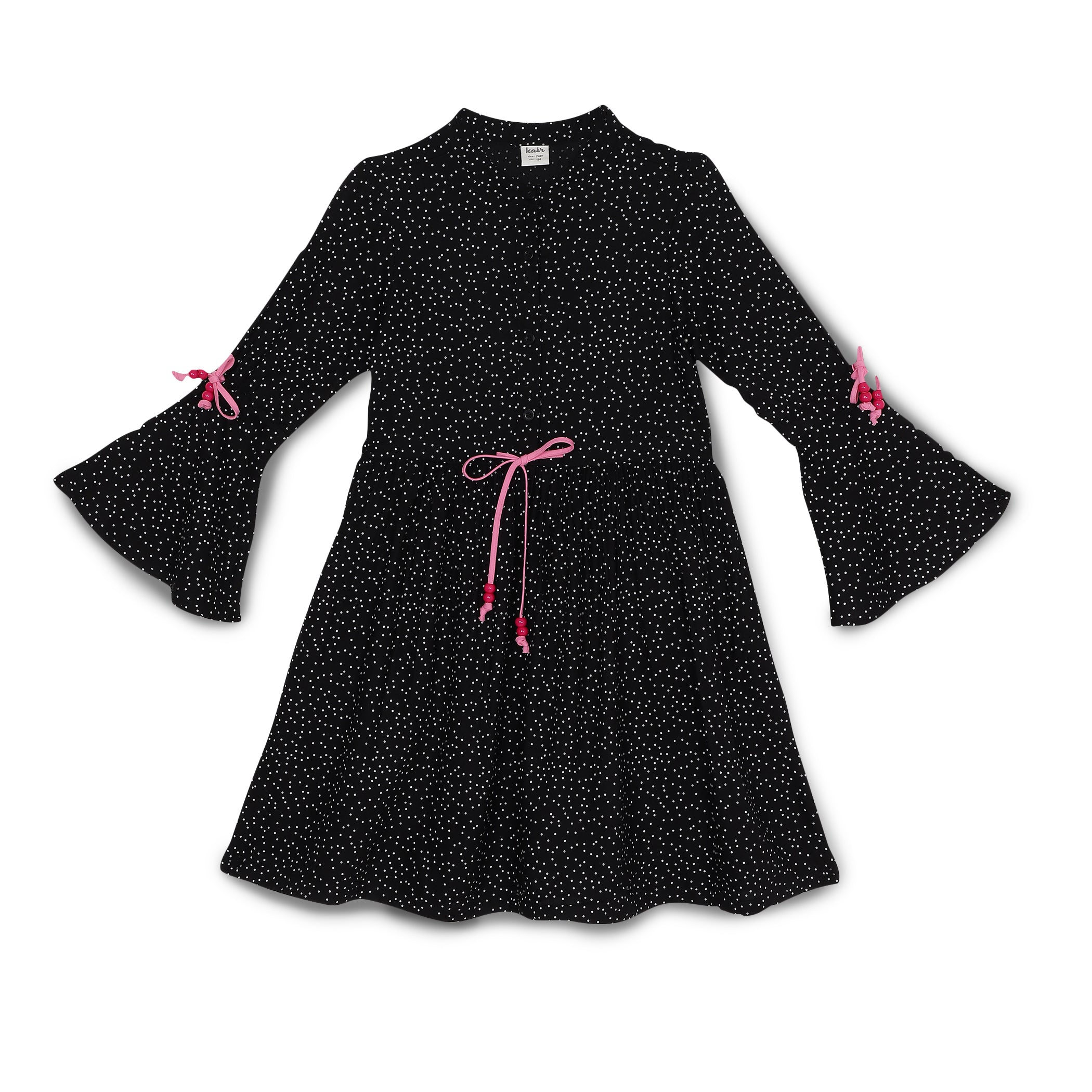 Kid Girls Fluted Sleeve Polka Dot Printed Dress