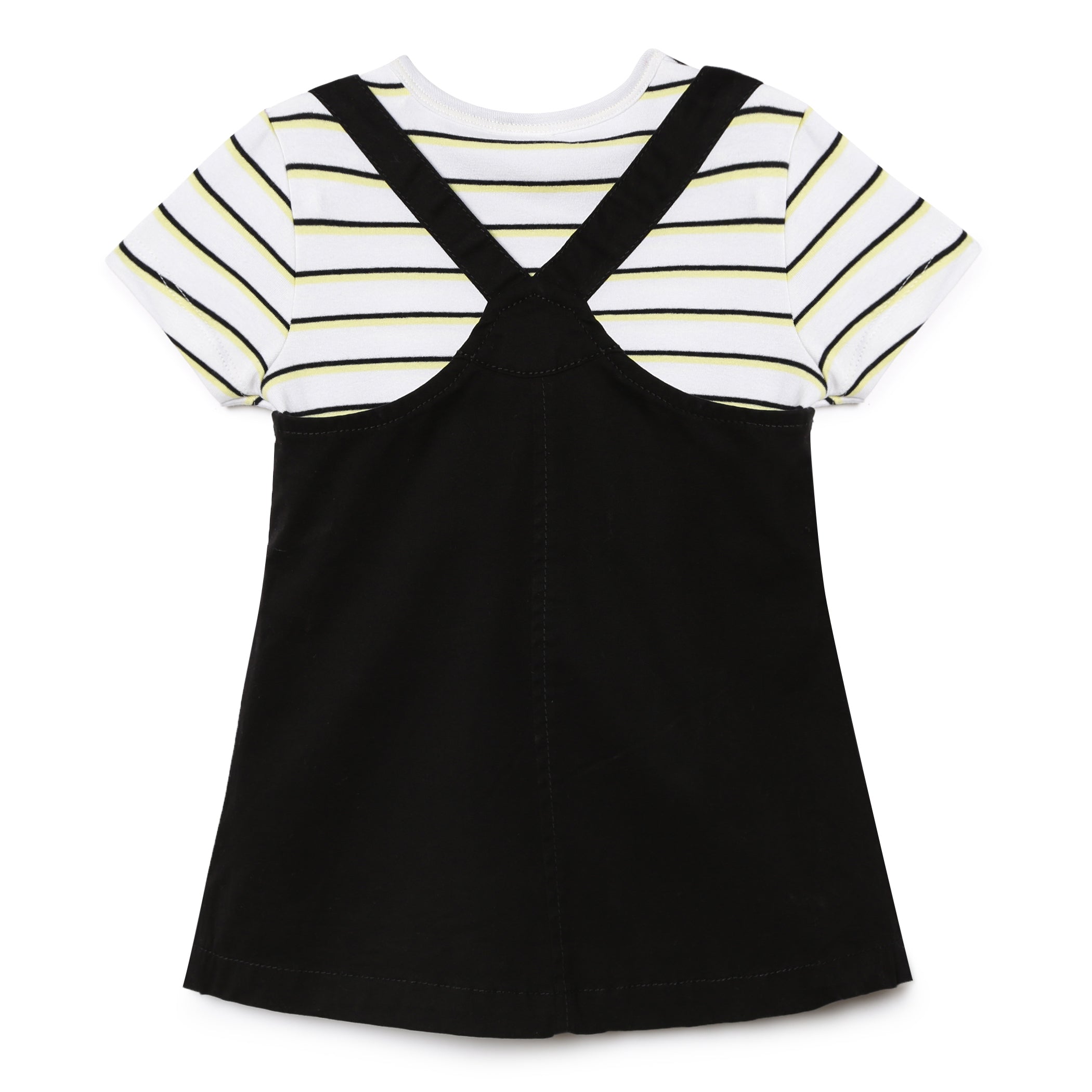 Baby Girls Dress With Inner Striped T-Shirt 2pcs Set
