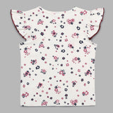 Baby Girls Printed  Frilled Cap Sleeve Top