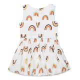Baby Girls Rainbow Printed Dress With Head Band