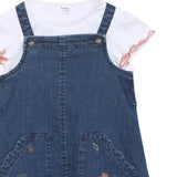 Baby Girls Pinafore Denim Dress With T-Shirt
