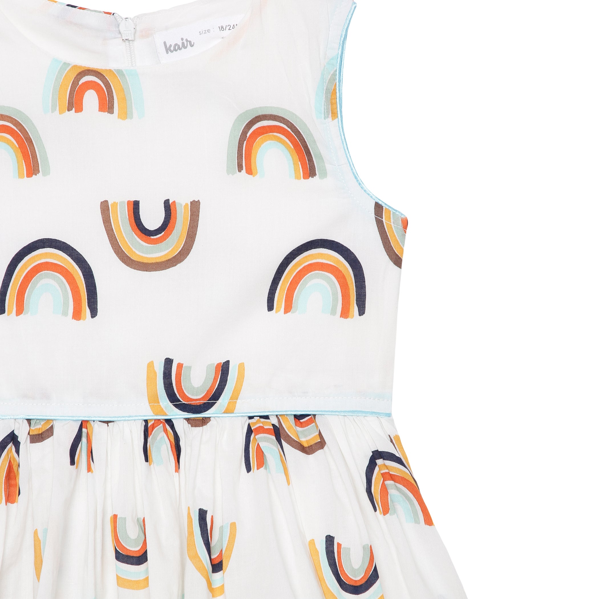 Baby Girls Rainbow Printed Dress With Head Band