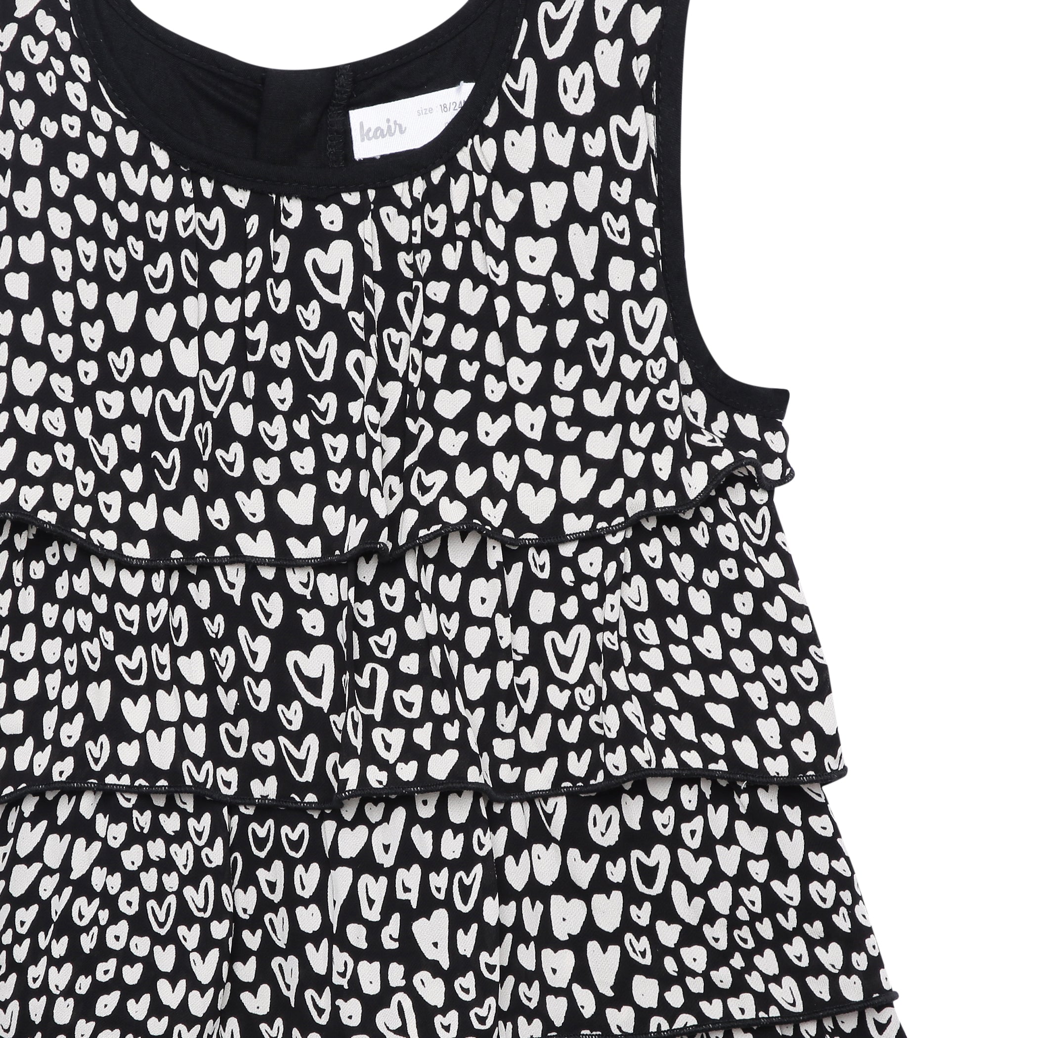 Baby Girls Printed Black Layered Dress