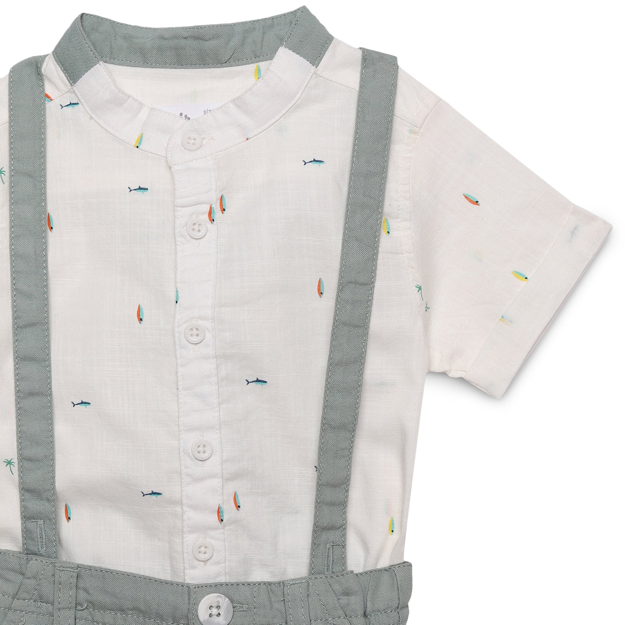 Baby Boys Half Sleeve Shirt with Suspender Shorts