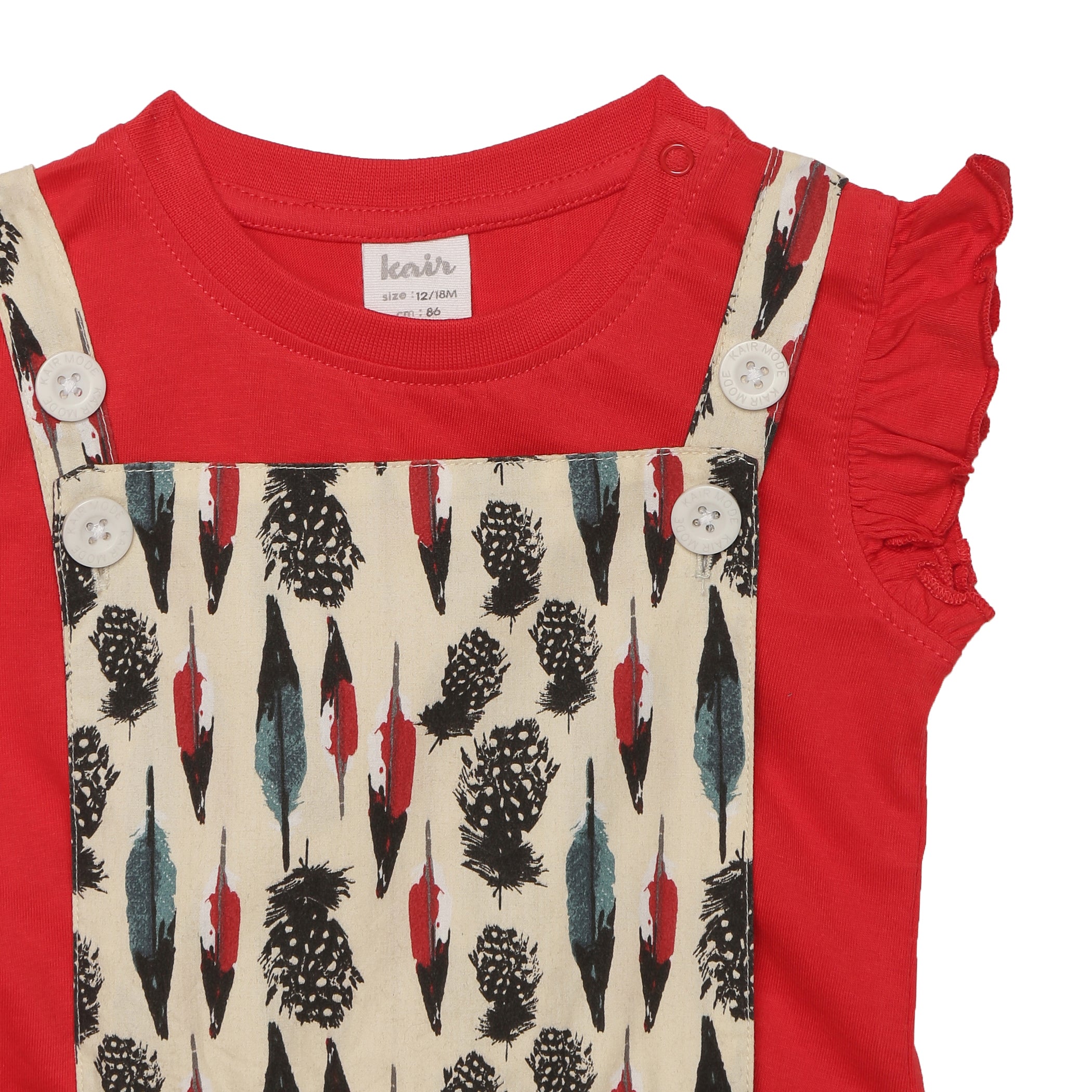 Baby Girls Pinafore Dress With Inner T-Shirt 2pcs Set
