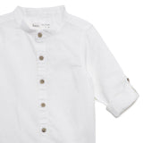 Baby Boys Grandad Collar Roll Up Sleeve White Shirt