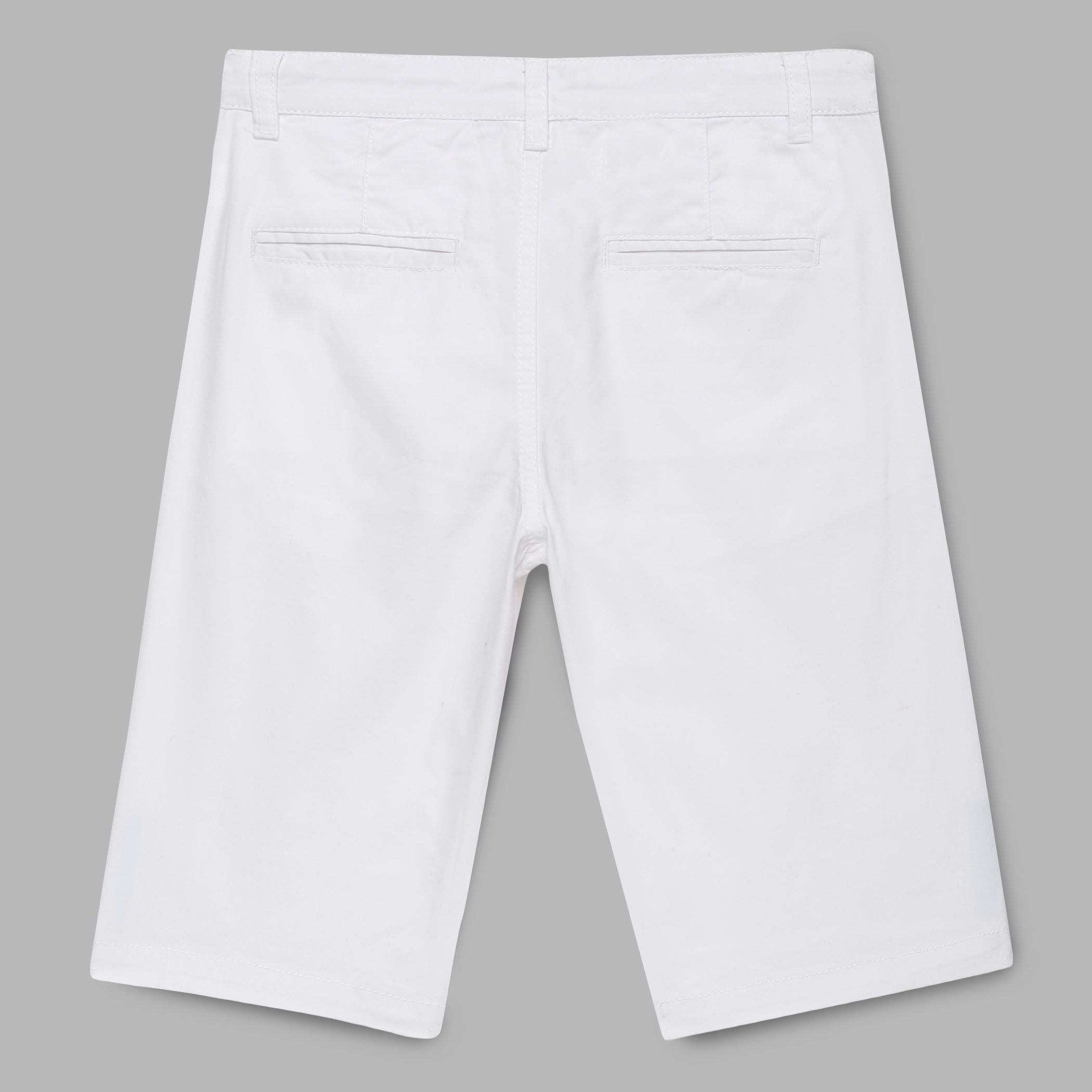 Kid Boys Solid White Twill Shorts
