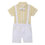 Baby Boys Shirt With Suspender Shorts and Bow Tie(3pcs set)