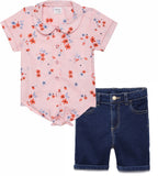 Baby Girls Knotted Top With Denim Shorts