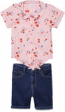 Baby Girls Knotted Top With Denim Shorts